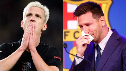 Dani Olmo (left) and Lionel Messi (right)