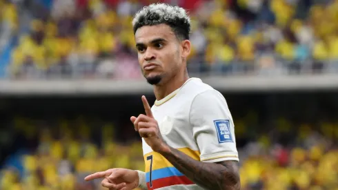 Luis Diaz of Colombia celebrates after scoring the team's second goal during the FIFA World Cup 2026 South American Qualifier match between Colombia and Chile at Roberto Melendez Metropolitan Stadium on October 15, 2024 in Barranquilla, Colombia.
