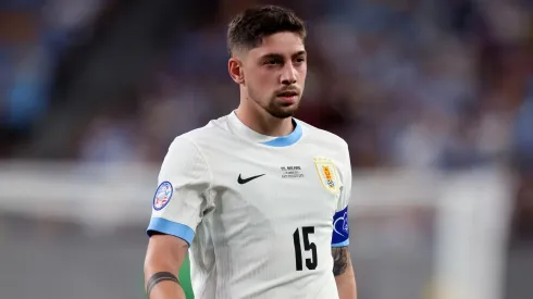 Federico Valverde of Uruguay looks on during the CONMEBOL Copa America 2024 Group C match between Uruguay and Bolivia at MetLife Stadium on June 27, 2024 in East Rutherford, New Jersey.