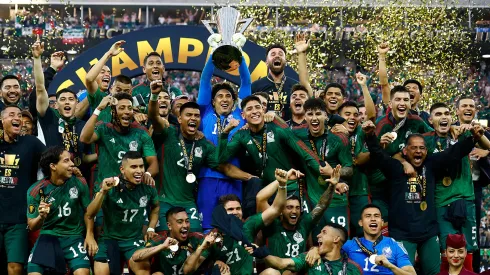 Guillermo Ochoa #13 of Mexico celebrates after defeating Panama 1-0 in the Concacaf Gold Cup final match at SoFi Stadium on July 16, 2023.