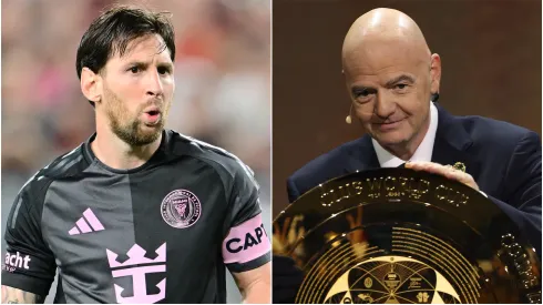 Lionel Messi (left) and Gianni Infantino (right)