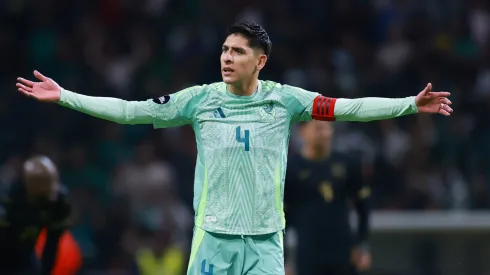 Edson Alvarez of Mexico celebrates after the team's first goal during the CONCACAF Nations League match between Mexico and Honduras at Nemesio Diez Stadium on November 19, 2024 in Toluca, Mexico.