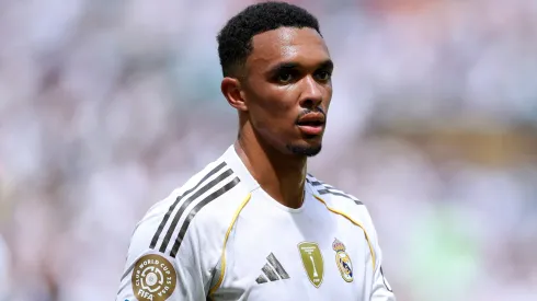 Trent Alexander-Arnold #12 of Real Madrid C.F. during the FIFA Club World Cup 2025 group H match between Real Madrid CF and Al Hilal at Hard Rock Stadium on June 18, 2025 in Miami Gardens, Florida.