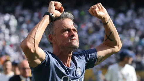 Luis Enrique, Head Coach of Paris Saint-Germain, celebrates following the FIFA Club World Cup 2025 semi-final match between Paris Saint-Germain and Real Madrid CF at MetLife Stadium on July 09, 2025 in East Rutherford, New Jersey.