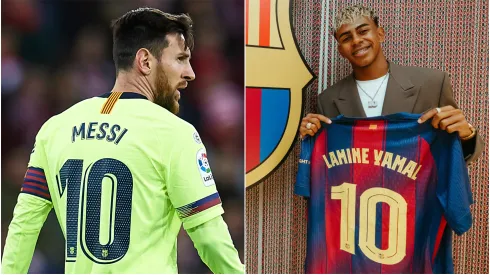 Lionel Messi (left) and Lamine Yamal (right)