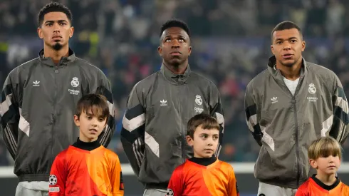 Jude Bellingham, Vinicius Junior and Kylian Mbappe during the UEFA Champions League 2024 25.
