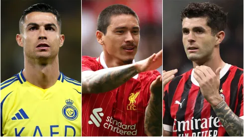 Cristiano Ronaldo (left), Darwin Nunez (center), and Christian Pulisic (right)