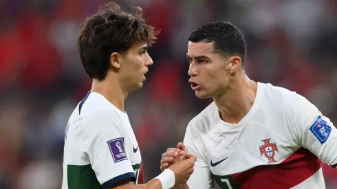 Joao Felix and Cristiano Ronaldo playing for the Portuguese National Team during the 2022 FIFA World Cup.