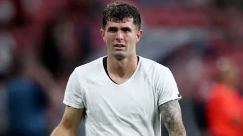 Christian Pulisic of AC Milan reacts on the sidelines during the Pre-Season Friendly match between Arsenal FC and AC Milan.