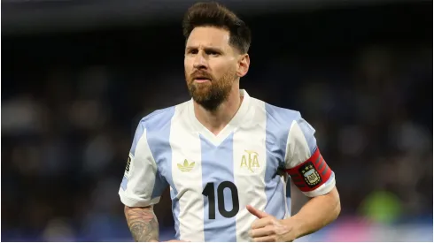 Lionel Messi playing for Argentina.