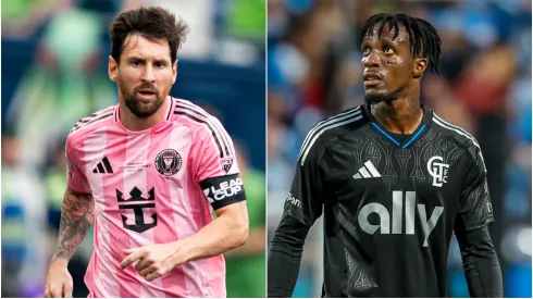 Lionel Messi of Inter Miami and Wilfried Zaha of Charlotte FC.