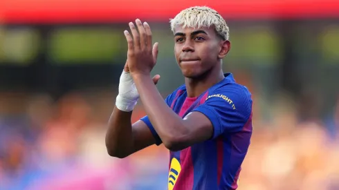 Lamine Yamal of FC Barcelona is presented to the fans prior to the Joan Gamper Trophy match between FC Barcelona and Como1907.