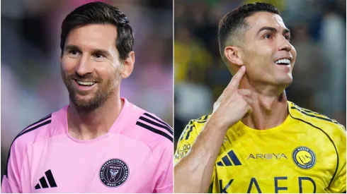 Lionel Messi #10 of Inter Miami CF and Cristiano Ronaldo of Team Al-Nassr FC.