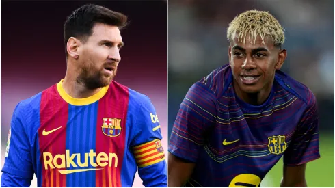Barcelona icons Lionel Messi and Lamine Yamal.