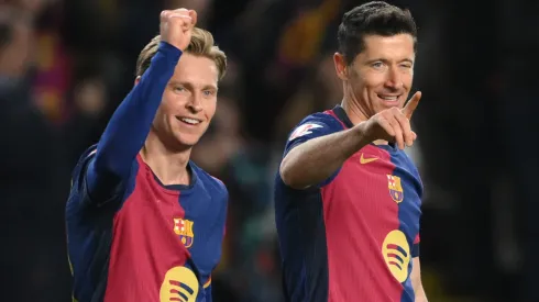 Barcelona stars Frenkie De Jong and Robert Lewandowski.