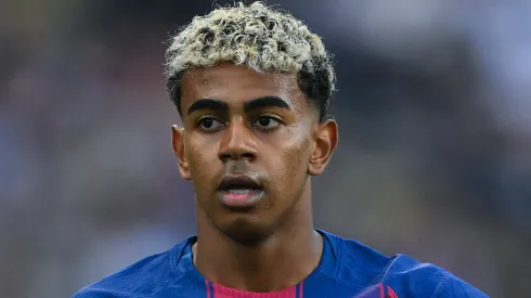 Lamine Yamal of FC Barcelona looks on during the LaLiga EA Sports.