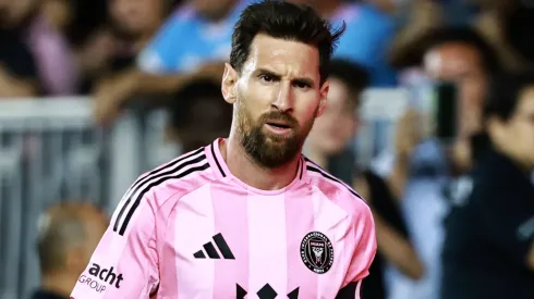 Lionel Messi #10 of Inter Miami CF looks on during the 2025 MLS Cup Playoff.