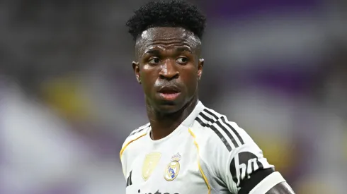 Vinicius Junior of Real Madrid looks on during the LaLiga EA Sports match.