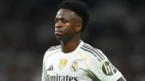 Vinicius Junior of Real Madrid looks on during the LaLiga EA Sports match.