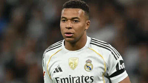 Kylian Mbappe of Real Madridlooks on during the LaLiga EA Sports match.