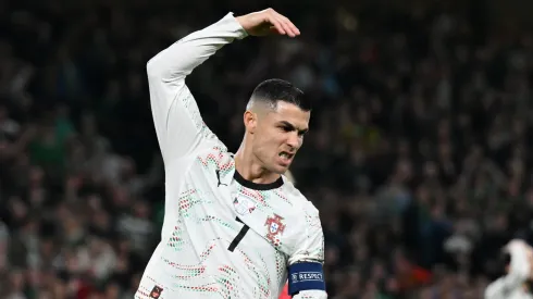 Cristiano Ronaldo of Portugal reacts during the FIFA World Cup 2026 qualifier match against Republic of Ireland.