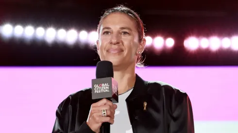 Carli Lloyd speaks onstage during the 2025 Global Citizen Festival at Central Park.