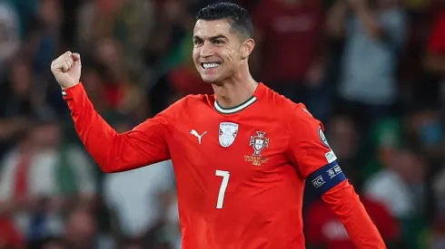 Cristiano Ronaldo of Portugal celebrates after scoring.