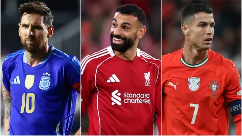 Lionel Messi, Mohamed Salah, and Cristiano Ronaldo.