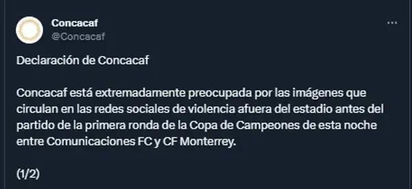 Pronunciamiento de Concacaf