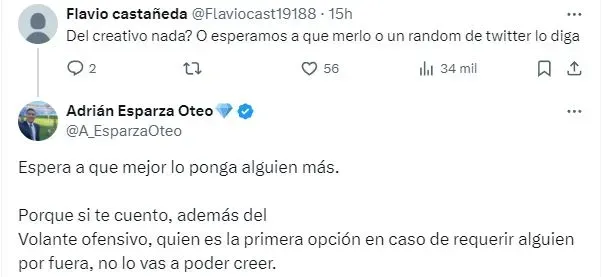 Adrián Esparza Oteo reveló que Cruz Azul busca un fichaje bomba (X)