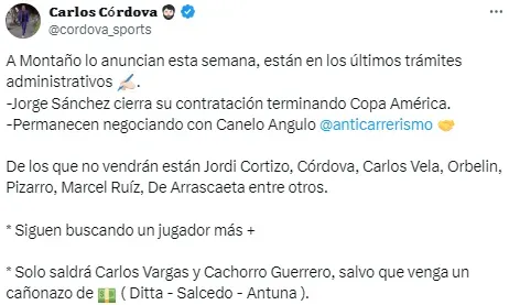 El estatus de los refuerzos de Cruz Azul. (@cordova_sports)