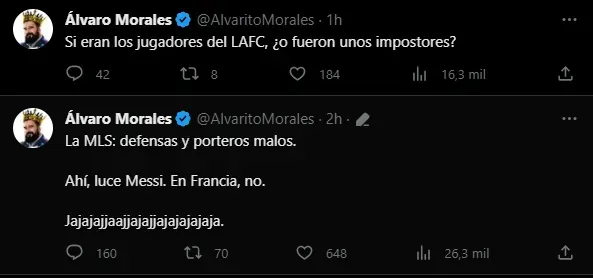Crítica de Álvaro Morales a Messi (Foto: X / @AlvaritoMorales)