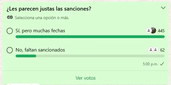 Encuesta canal de Universitario (WhatsApp Bolavip Perú).