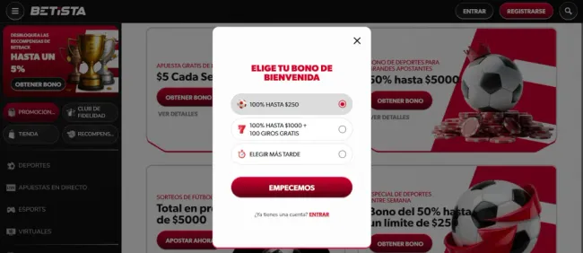 Bono de bienvenida Betista