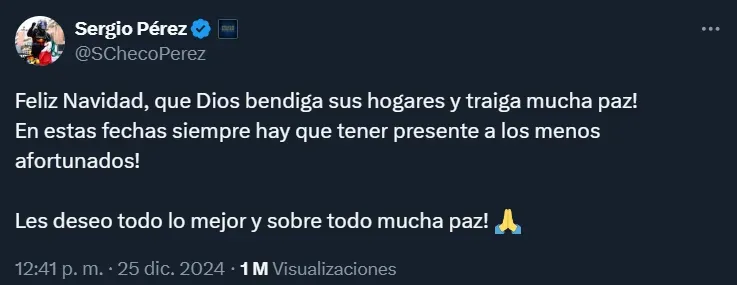 La publicación de Checo Pérez.