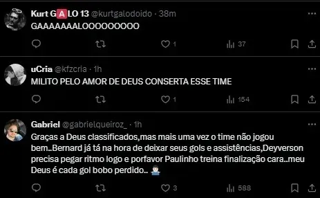 Torcida do Galo reage a vitória sobre o San Lorenzo pela Copa Libertadores.FOTO: Reprodução X.
