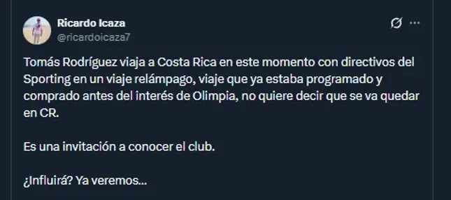 Periodista Ricardo Icaza en su cuenta oficial de X