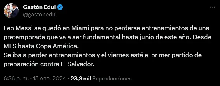 La explicación de Gastón Edul. (Foto: Twitter)