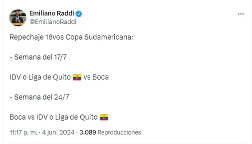 Panorama aclarado para Boca. (Twitter, Emiliano Raddi)