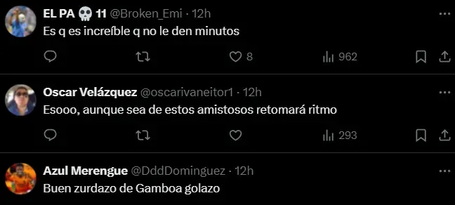 La afición pide más minutos para Gamboa. (X)