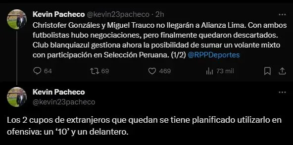 Novedades en el universo Alianza Lima. (Foto: Twitter).