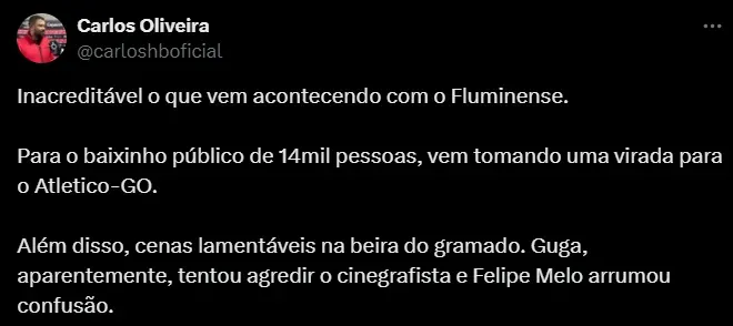 Jornalista fala sobre o acontecido. Foto: Reprodução/ Twitter