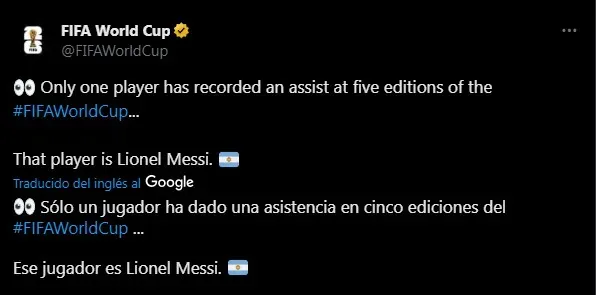 Récord de Messi en mundiales. (Foto: X / @FIFAWorldCup)