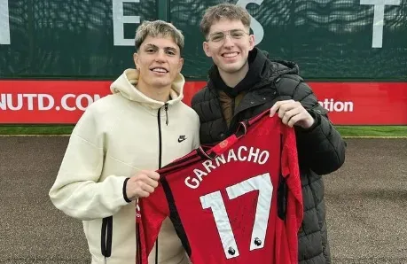 Garnacho y Davo se fotografiaron en Manchester.