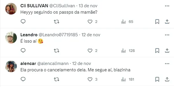 Internautas comentam sobre Bia Miranda – Fonte: Twitter
