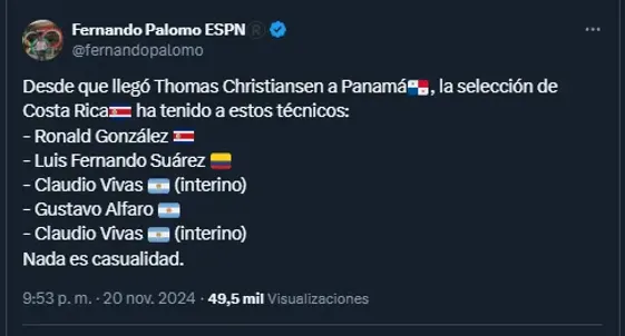 Fernando Palomo en su cuenta oficial de X.