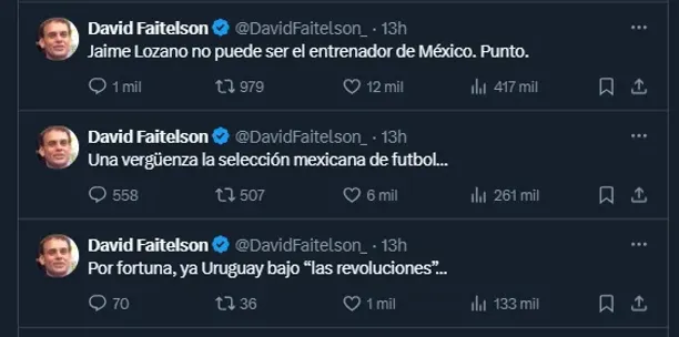 David Faitelson en su cuenta de X