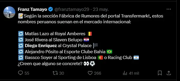 Fuente: @franztamayo29.