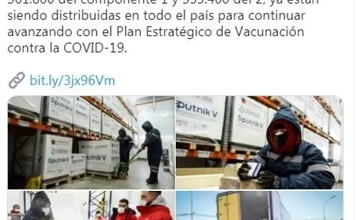 El Gobierno continúa con la distribución de las vacunas Sputnik V en los distintos sectores de Argentina. (Foto: Twitter Ministerio de Salud de la Nación).