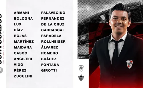 La lista de convocados de River. (Foto: Prensa River)